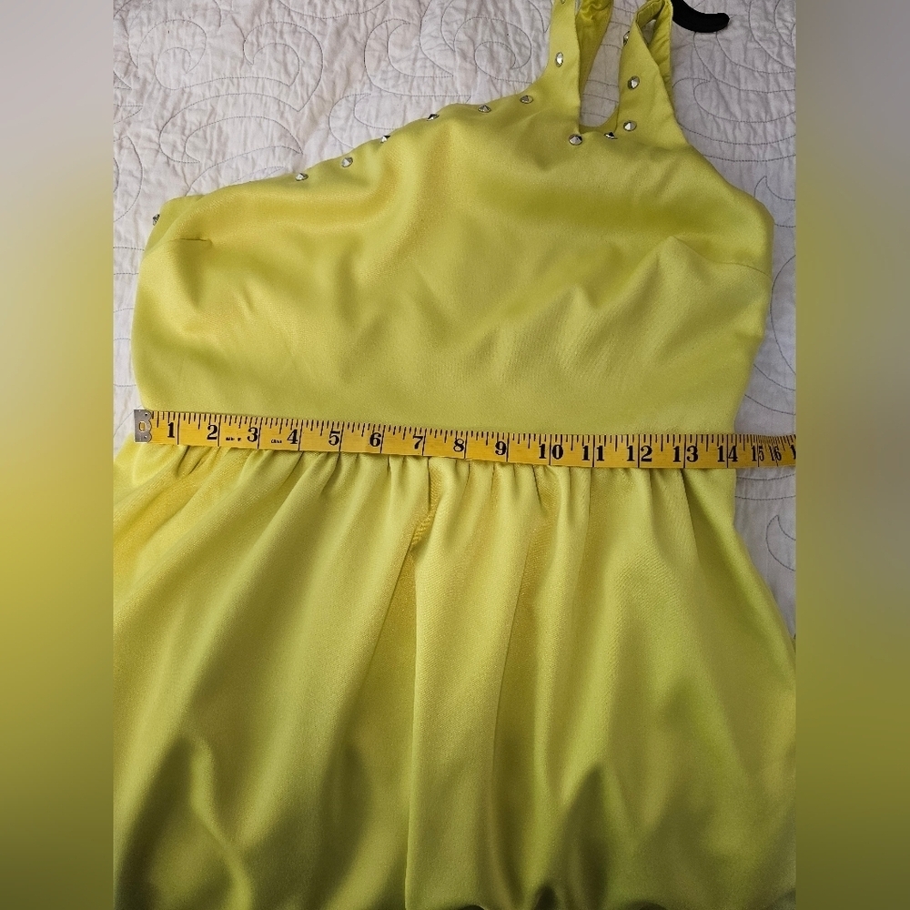 Eric & Lani Lime Green One Shoulder Studded Cocktail Dress Women's Size Large - Picture 2 of 9